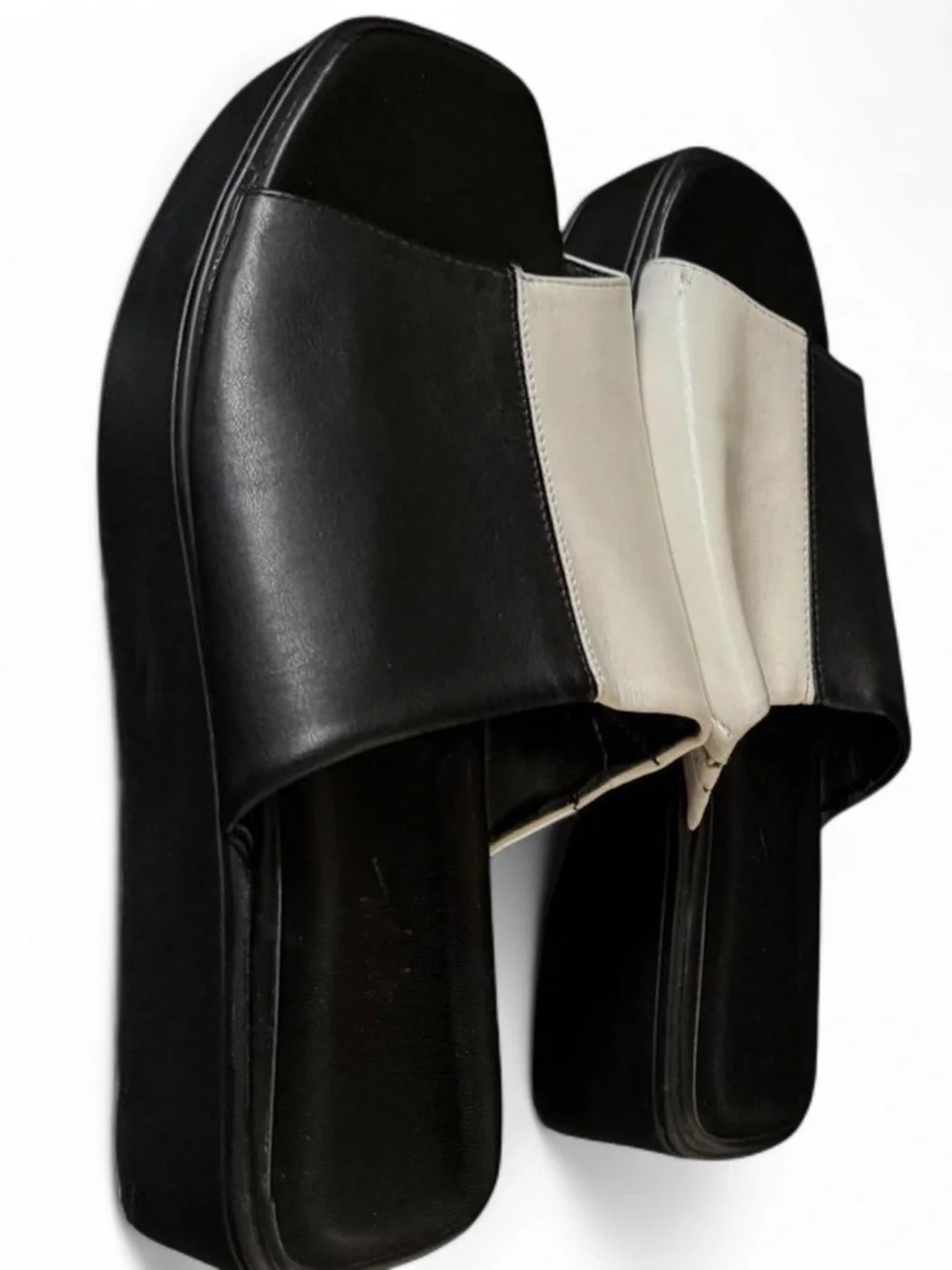 Black and Cream Platform Sandals
